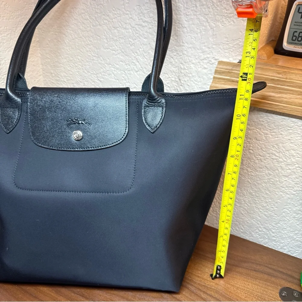 LONGCHAMP Paris Boho Large Tote Handbag In Black Color Made In France - Picture 13 of 16